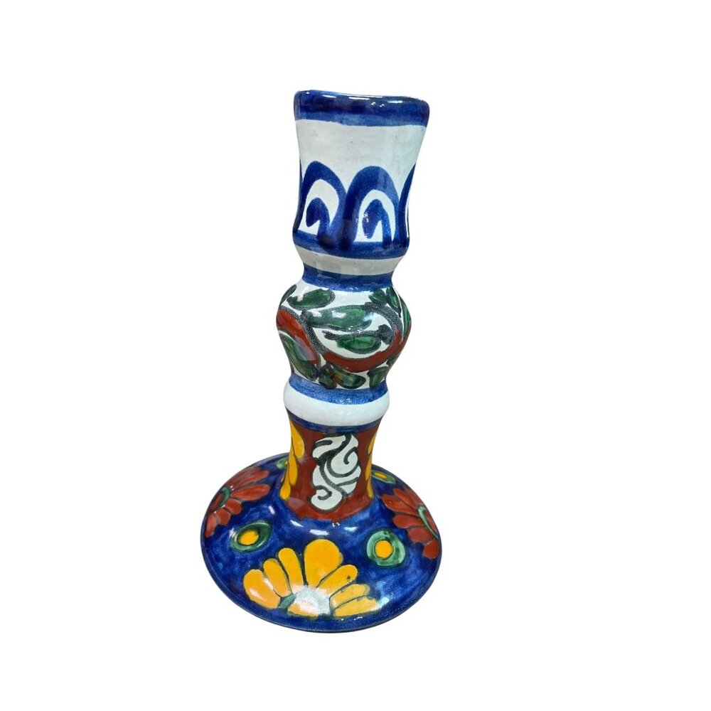 Talvera Mexico hand made & painted floral 8" ceramic vase SKU 9825